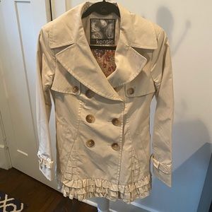 KENSIE Ruffled Trench Coat